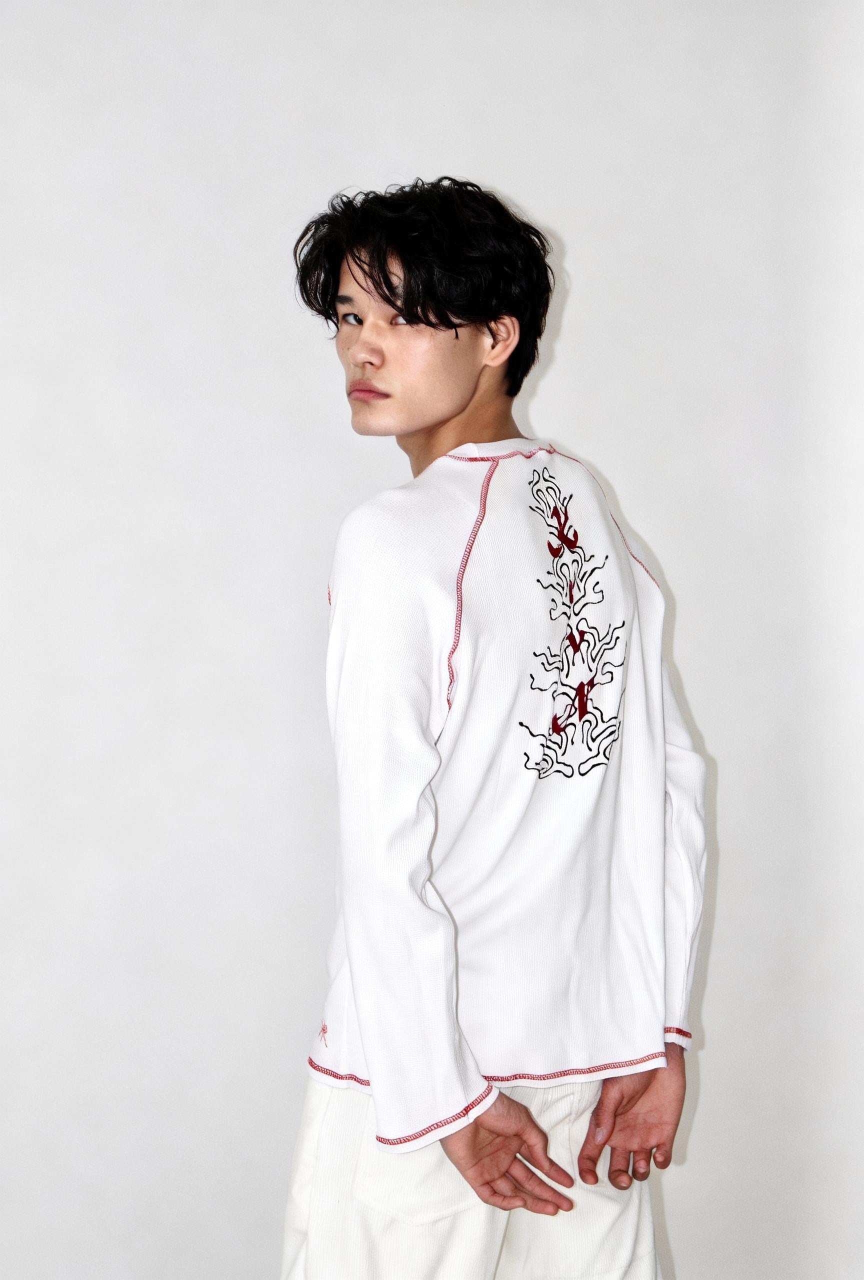 Ovrsizd waffle-knit top